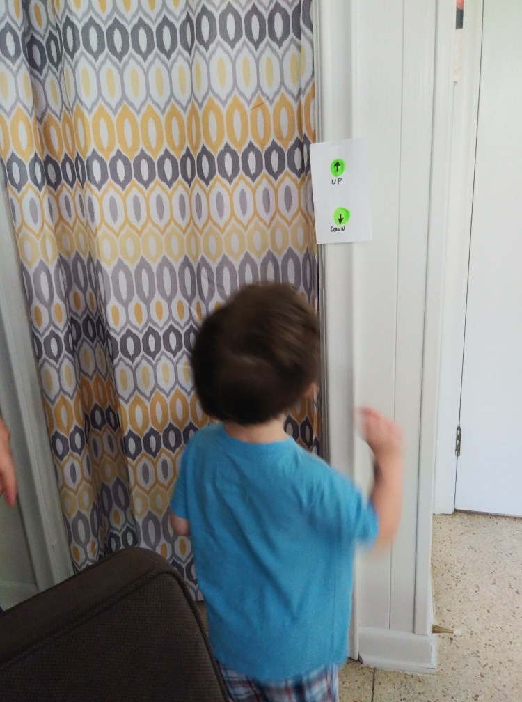 pretend elevator out of closet, imaginative play