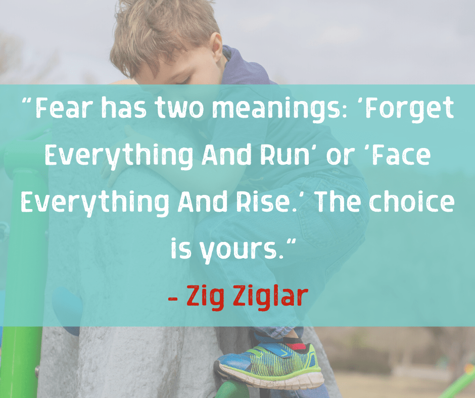 child climbing rock-climbing wall
zig ziglar quote conquer your fears